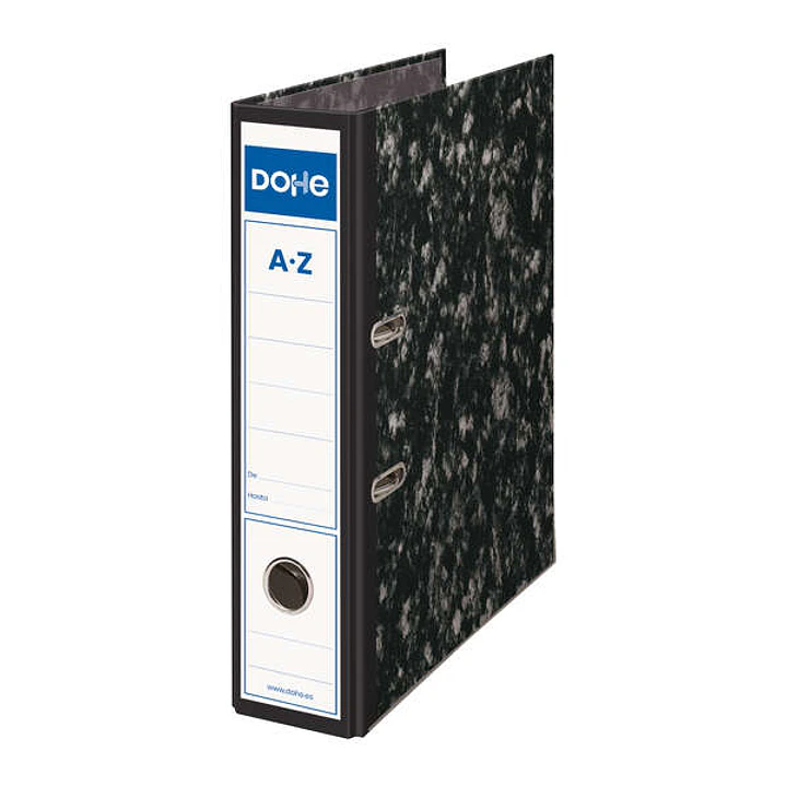 Dohe Archinovo Archivador de Palanca con Rado A4 282x318x70mm - Lomo Ancho - Carton Forrado - Cantoneras Metalicas - Color Negro Jaspeado 1