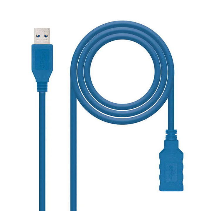 Nanocable Cable USB-A 3.0 Macho a USB-A Hembra 2m - Color Azul 1