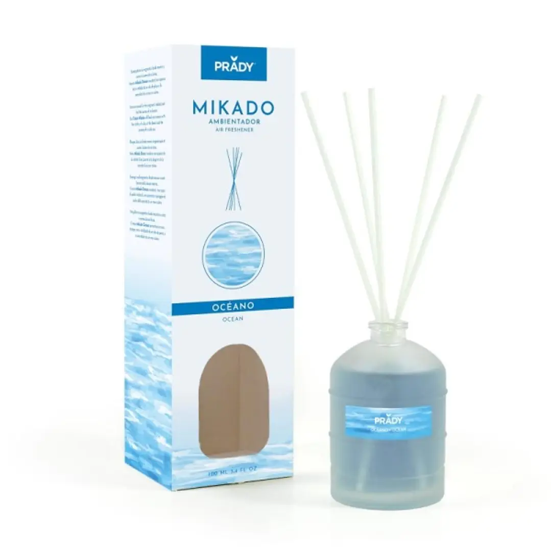 Prady Ambientador Mikado Oceano - Frasco de Cristal 100 ml y Varitas Difusoras 1