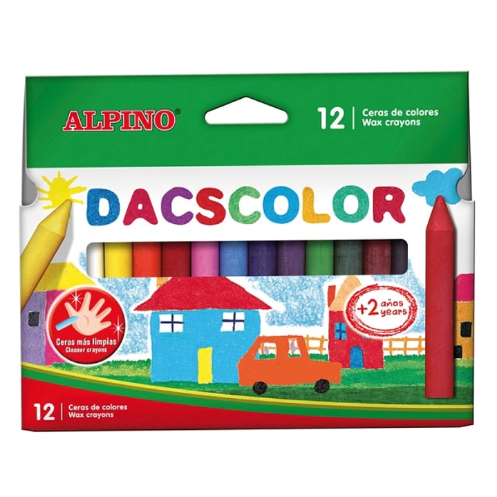 Alpino Dacscolor Pack de 12 Ceras Semiblandas de Colores - Mezclables - No Manchan - Colores Surtidos 1