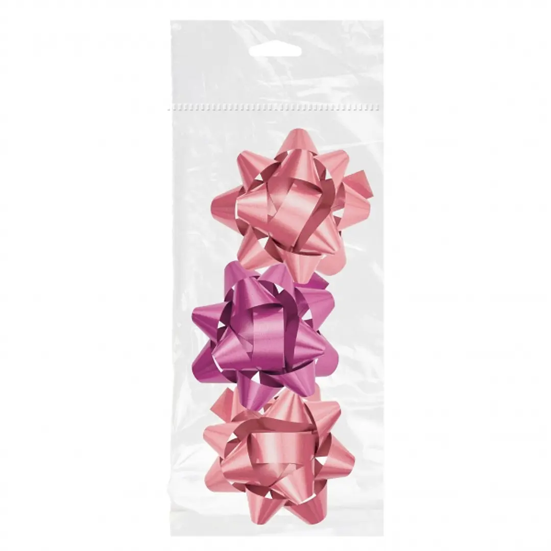 Dohe Chic Pack de 3 Lazos para Regalo - Forma de Estrella - Tamaño 8cm - Color Rosa 1