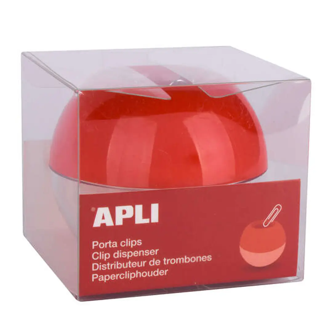Apli Porta Clips Magnetico - Incluye 35 Clips Nº 1½ - Ahorra Espacio con Gran Capacidad (Ø 70x60 mm) - Facil Apertura para Recargar 1