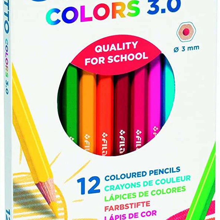 Giotto Colors 3.0 Pack de 12 Lapices Hexagonales de Colores - Mina 3 mm - Madera - Colores Surtidos 1
