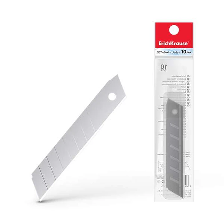 Erichkrause Pack de 10 Cuchillas de Repuesto de Acero Segmentado - Medidas 18mm x 0.5mm - Afilado de Doble Cara - Resistente al Desgaste 1