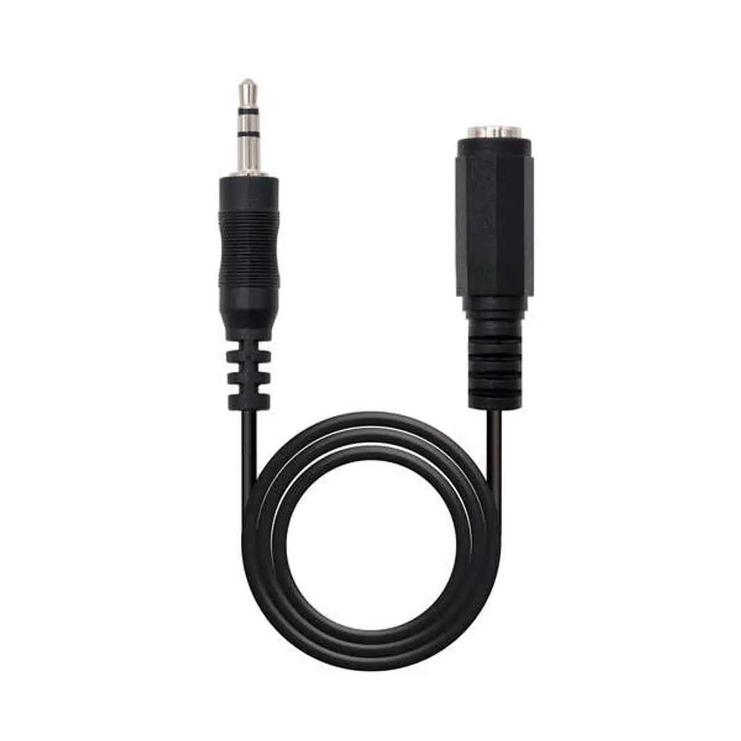 Nanocable Cable Audio Estereo Jack 3.5mm Macho a Jack 3.5mm Hembra 5m - Color Negro 1