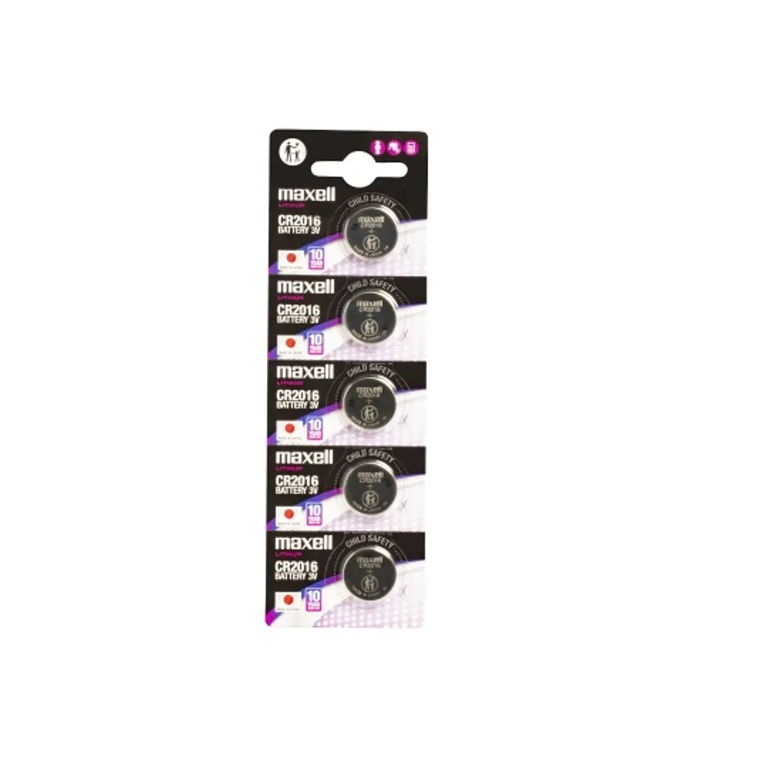 Maxell Pack de 5 Pilas Litio de Boton CR2016 3V 1