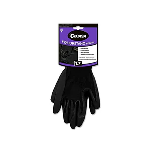 Cegasa Guantes de Trabajo Talla 7 - Fabricados en Poliester con Recubimiento de Poliuretano en Palma - Color Negro