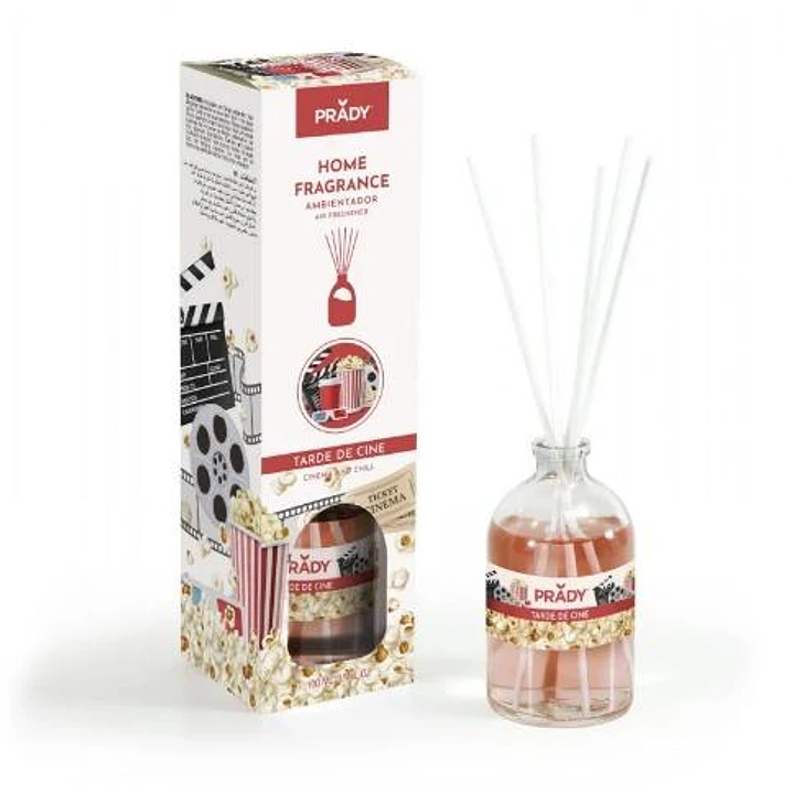 Prady Ambientador Mikado Tarde de Cine - Frasco de Cristal 100 ml y Varitas Difusoras 1