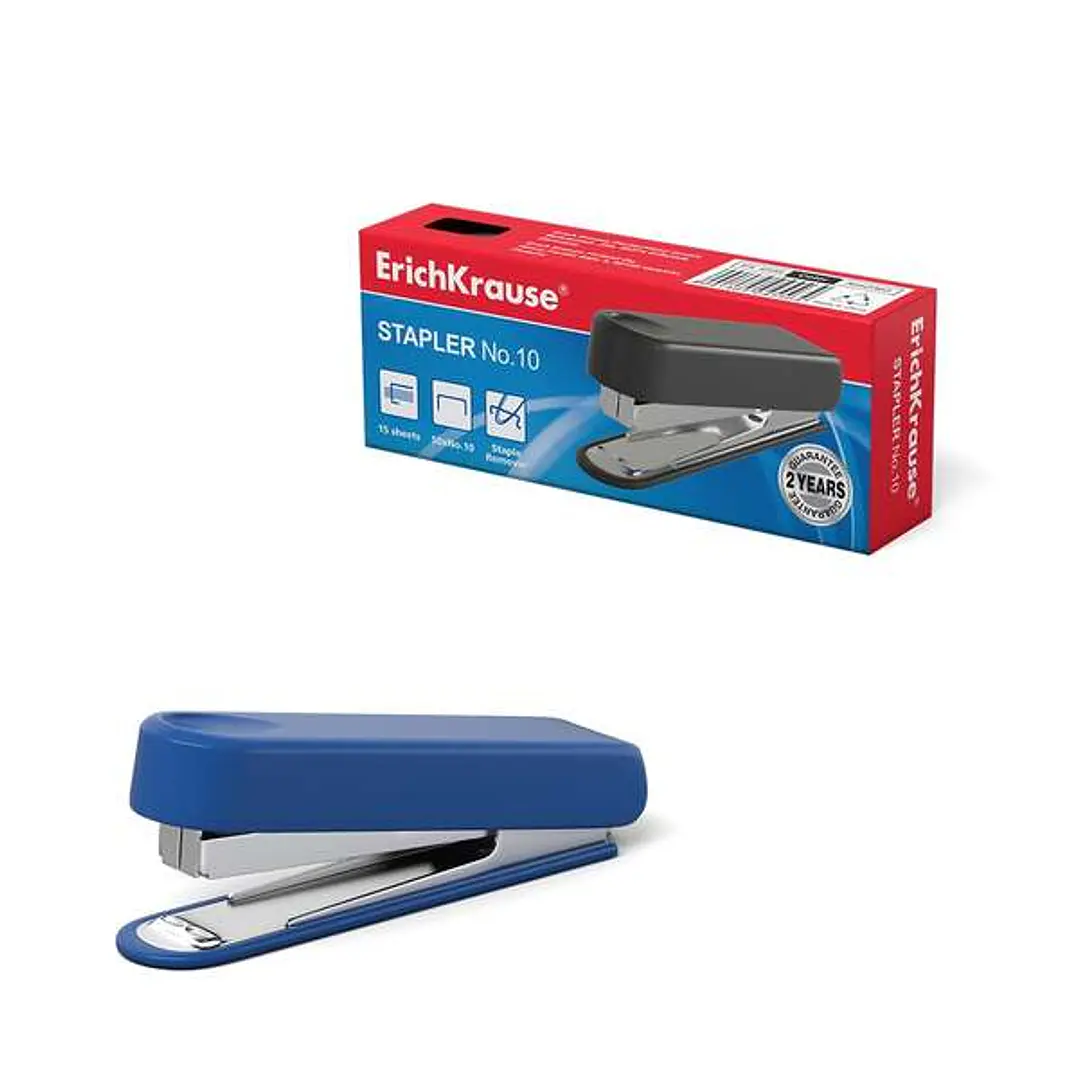 Erichkrause Grapadora ?10 - Hasta 15 Hojas - Plastico Resistente a Golpes - Mecanismo de Acero - Capacidad 50 Grapas - Garantia 2 Años - Varios Colore 1