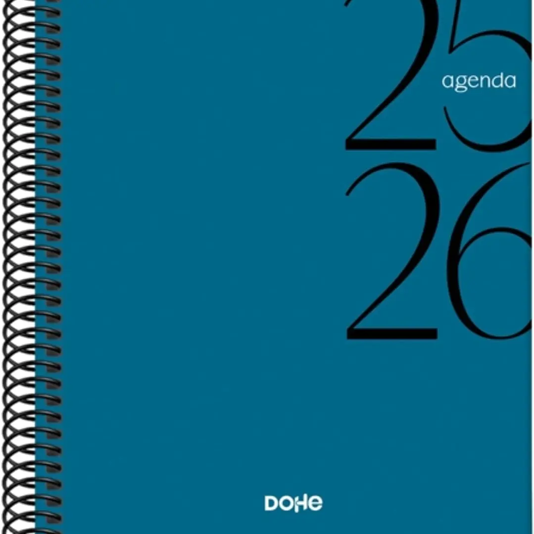 Dohe System Agenda Escolar 25/26 Espiral A5 - Semana Vista - Papel 70g/m2 - Cubierta de Carton Plastificado - Color Azul 1