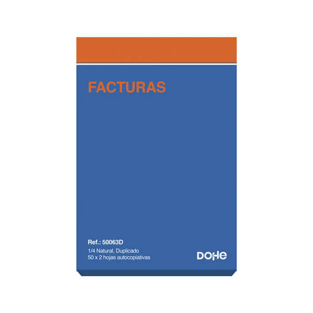 Dohe Talonario de Facturas - Cuarto Natural - 50x2 Hojas Autocopiativas - Duplicado 1