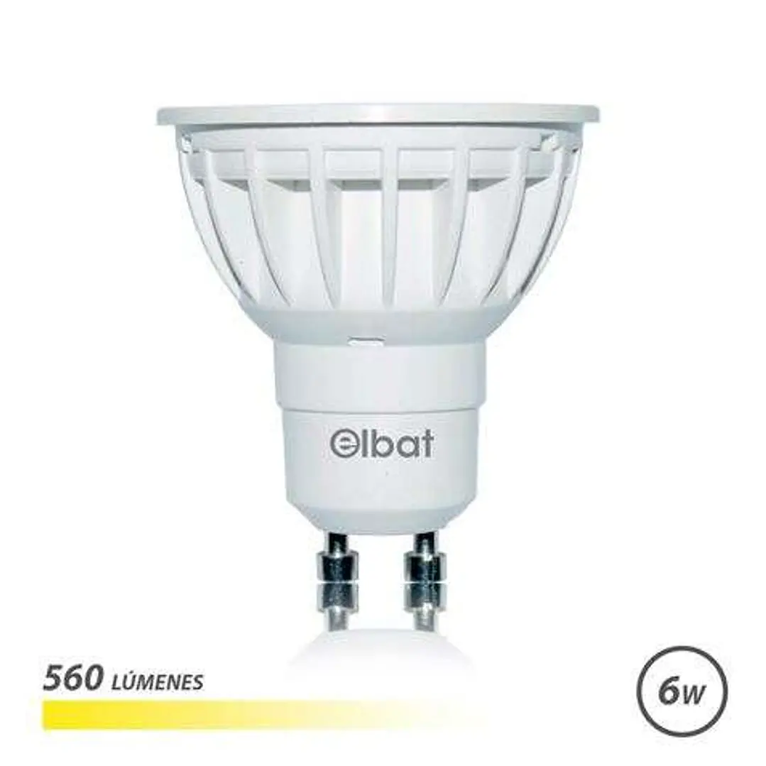 Elbat Bombilla LED GU10 6W 560LM Luz Calida - Ahorro de Energia - Larga Vida Util - Facil Instalacion - Color Blanco Calido 1