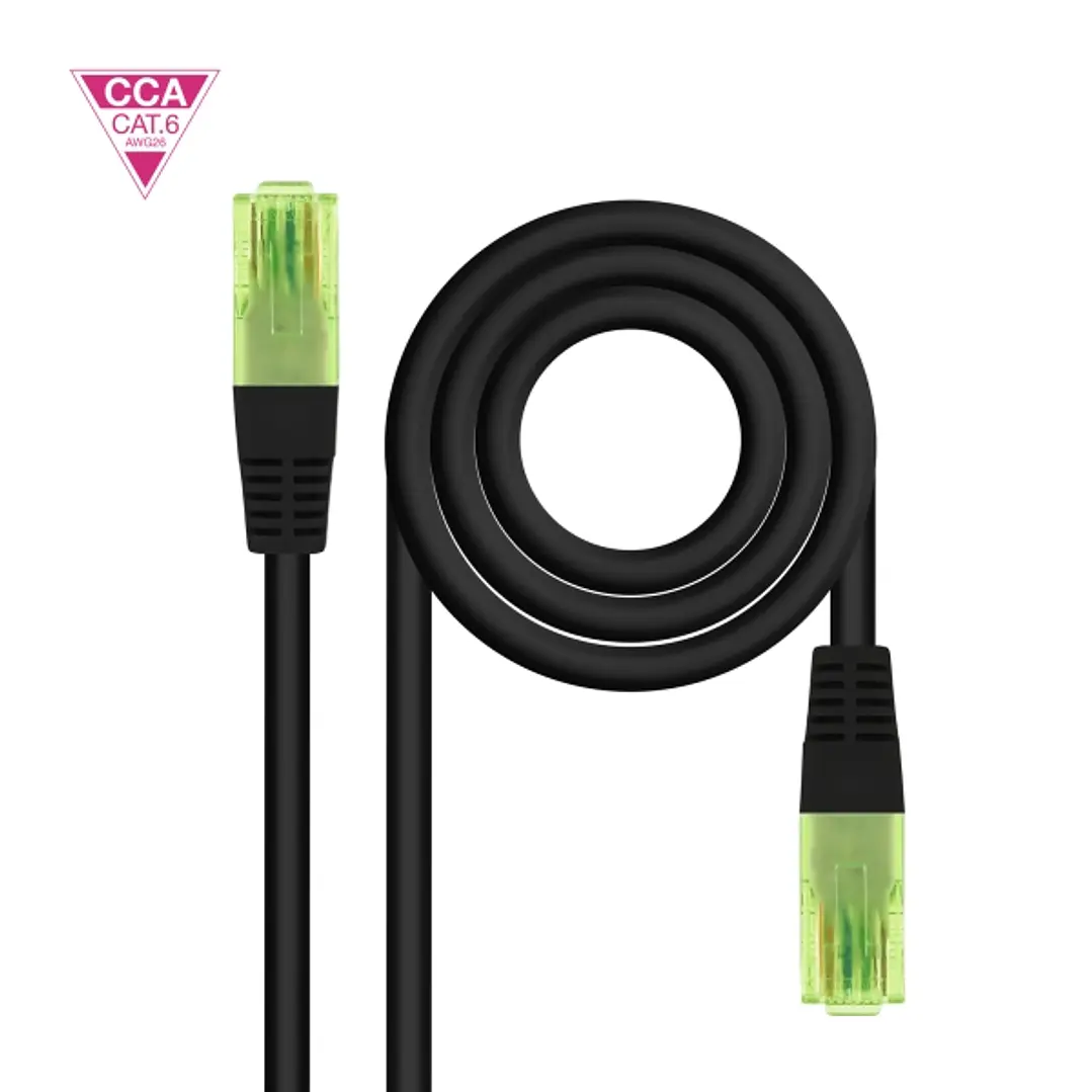 Nanocable Cable Red Latiguillo Cat.6 UTP AWG26 CCA - Longitud 0.25m - Color Negro 1