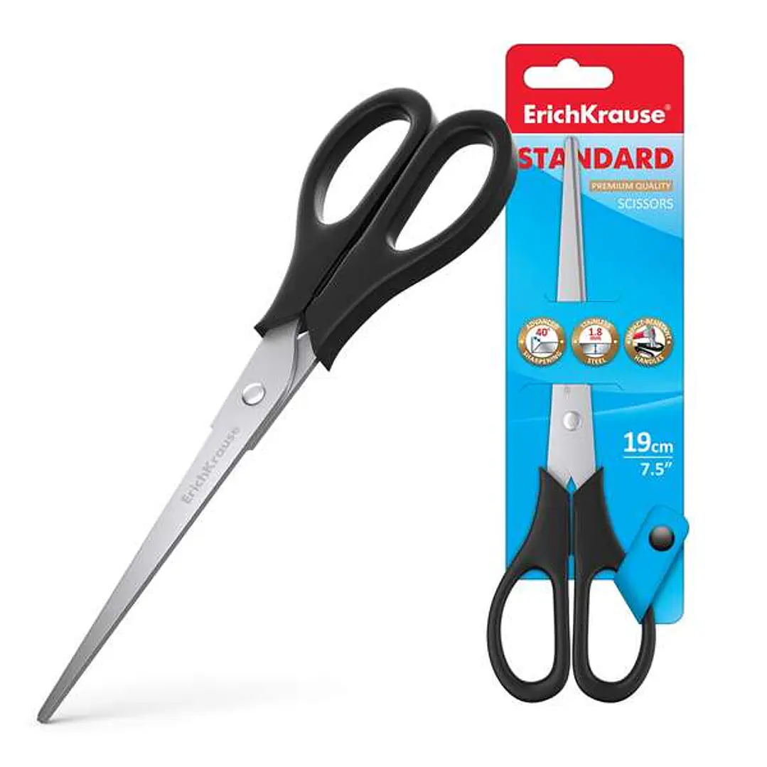 Erichkrause Tijeras Standard - Cuchillas de Acero Inoxidable - Afilado Doble Avanzado - Resistente a La Corrosion - Mangos de Plastico Resistente - Co 1