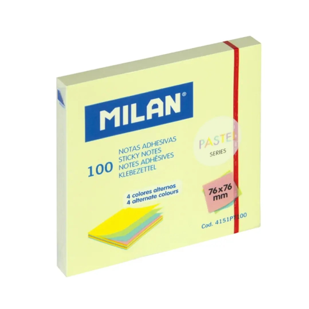 Milan Pastel Pack de 100 Notas Adhesivas - 76x76mm - Colores Pastel Surtidos 1