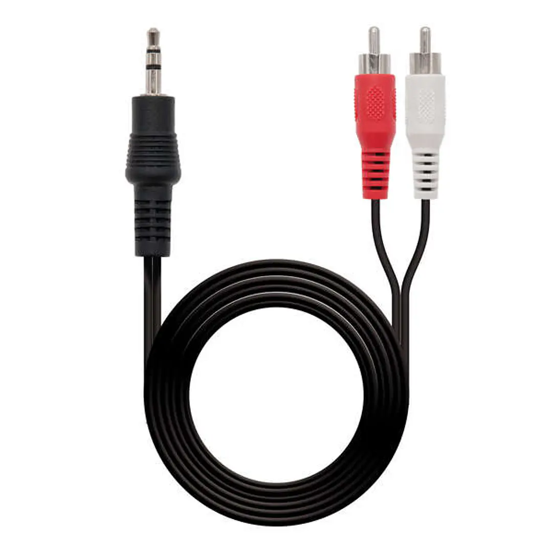 Nanocable Cable Audio Estereo Jack 3.5mm Macho a 2x RCA Macho 5m - Color Negro 1