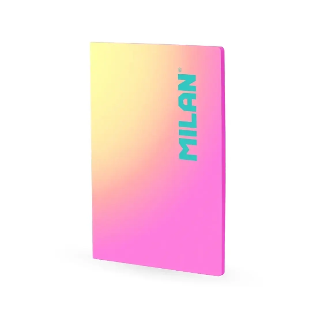 Milan Sunset Libreta Encolada Formato A4 Cuadricula 5x5mm - 48 Hojas de 95 gr/m2 Microperforadas - Color Rosa/Amarillo 1