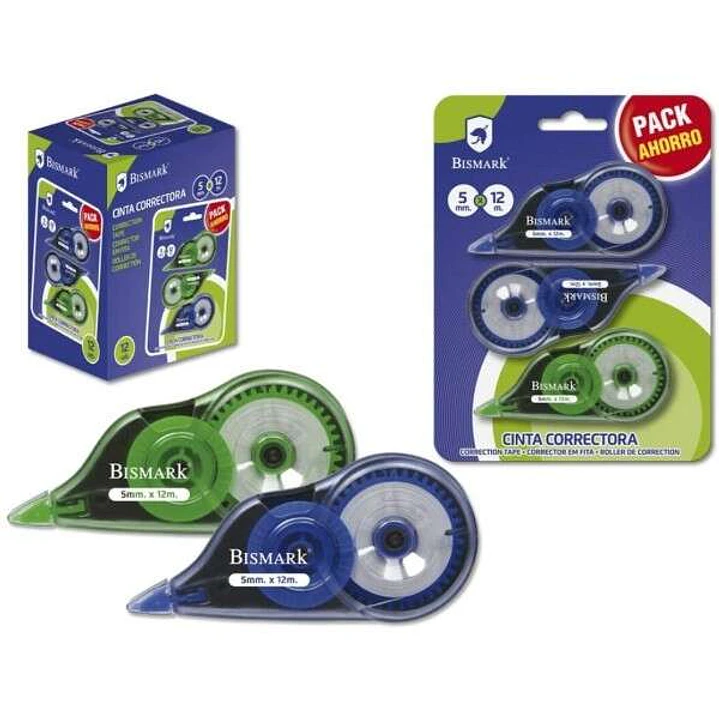 Bismark Pack de 3 Cintas Correctoras 5mm x 12m - Cuerpo Transparente - Forma Ergonomica 1