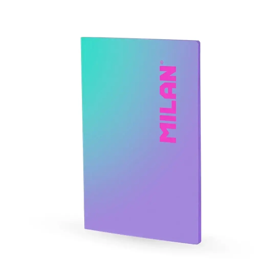 Milan Sunset Libreta Encolada Formato A4 Cuadricula 5x5mm - 48 Hojas de 95 gr/m2 Microperforadas - Color Violeta/Turquesa 1