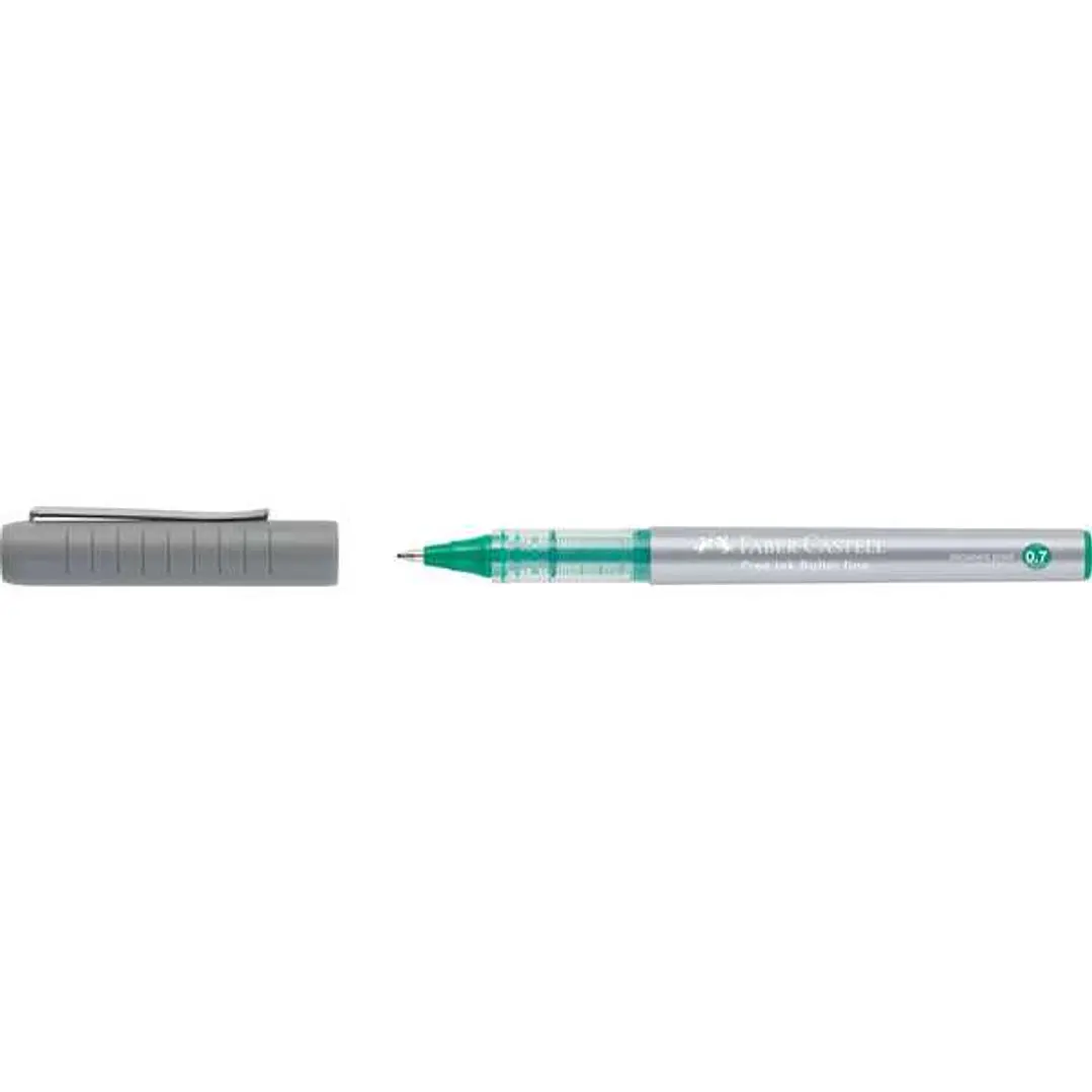 Faber-Castell Roller Free Ink Boligrafo de Tinta Liquida - Punta Conica 0,7mm - Ancho de Linea Fino - Clip de Metal - Color Verde 1