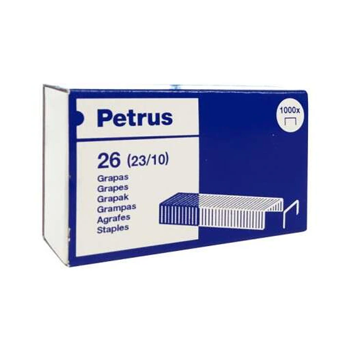 Petrus Caja de 1000 Grapas 23/10 Cobreadas - Hasta 70 Hojas - Patilla de 10mm 1