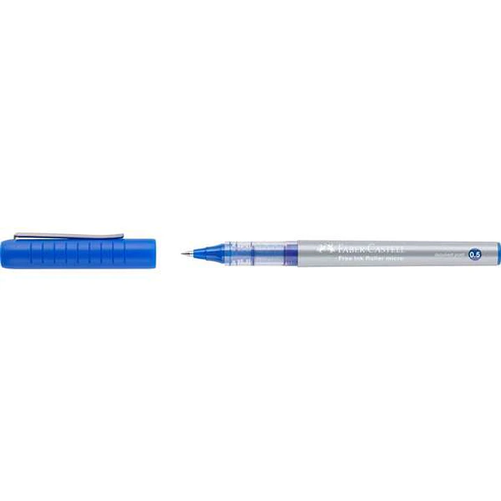 Faber-Castell Roller Free Ink Boligrafo de Tinta Liquida - Punta Conica 0,5mm - Ancho de Linea Extrafino - Clip de Metal - Color Azul 1