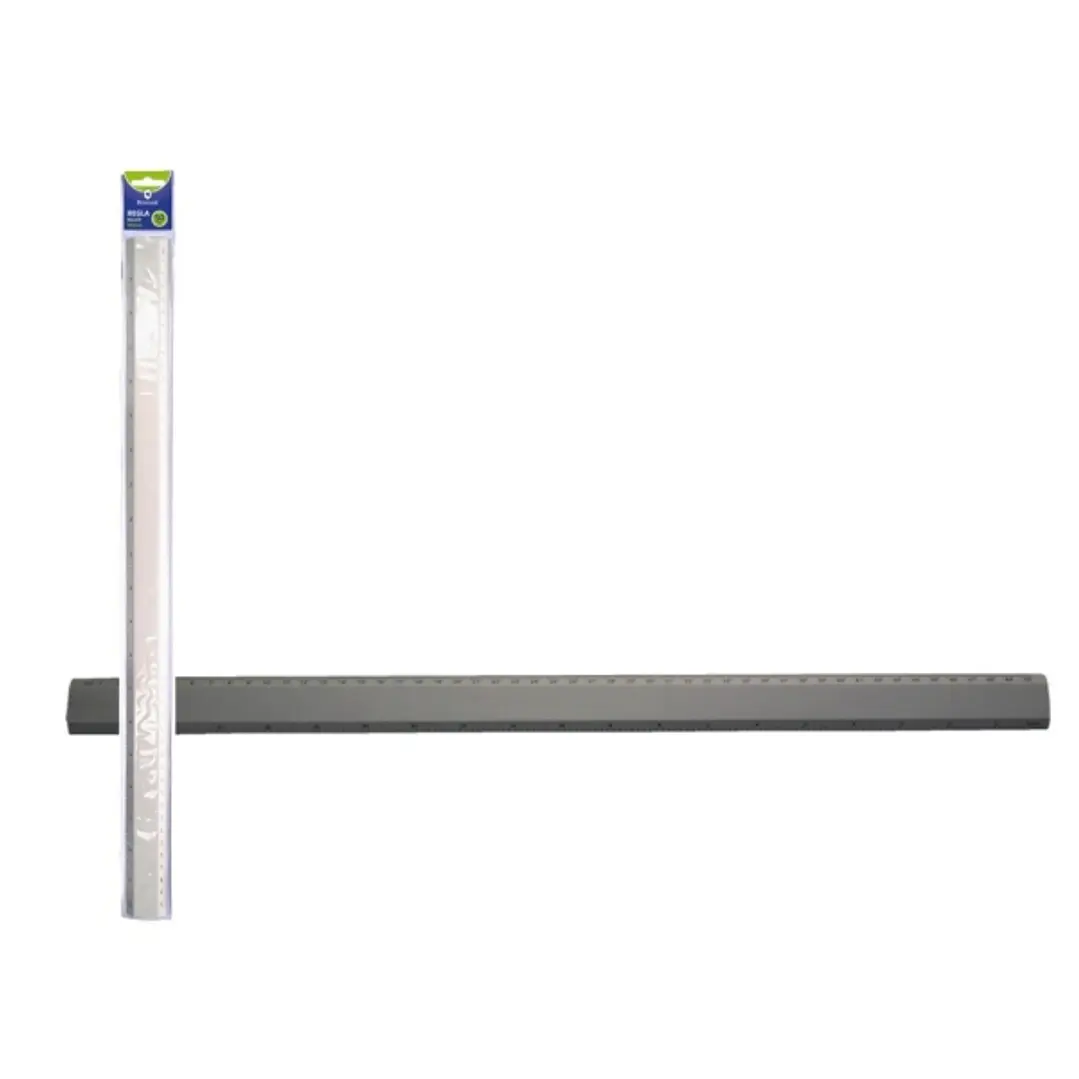 Bismark Regla Milimetrada 50cm - Fabricada en Aluminio - Con Bisel para las Lineas a Tinta - Color Aluminio 1
