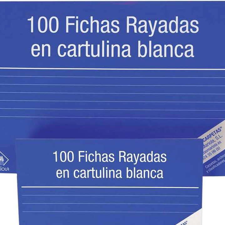 Mariola Pack de 100 Fichas Rayadas Nº3 para Fichero - Medidas 150x100mm - Color Blanco 1