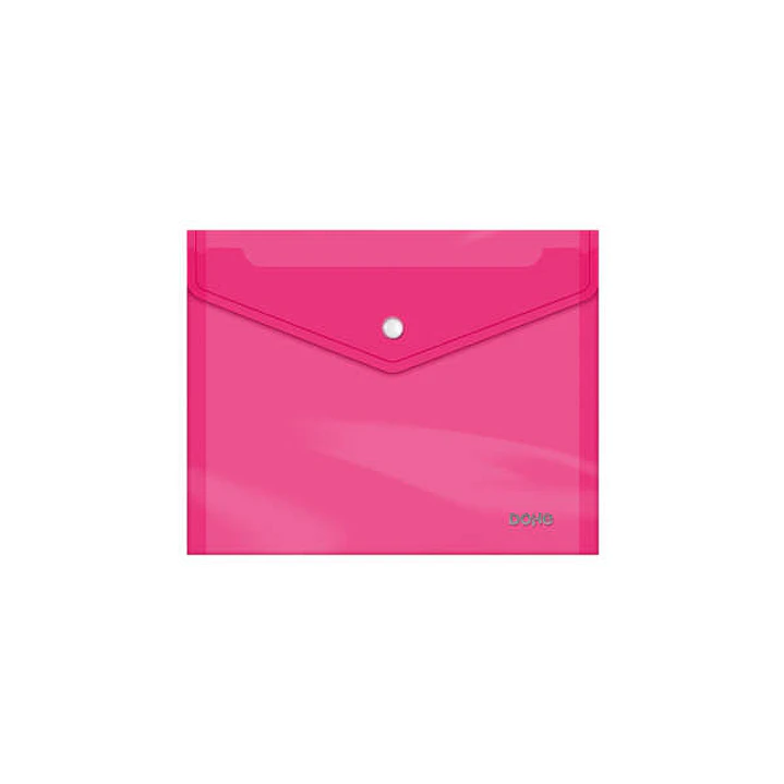 Dohe Sobre Portadocumentos A5 - Cierre de Broche - Polipropileno Cristal Transparente 150 Micras - Color Rosa 1