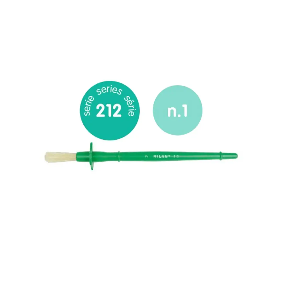Milan 212 Pincel para Cola y Tempera Numero 1 - Cerda Natural - Color Verde 1