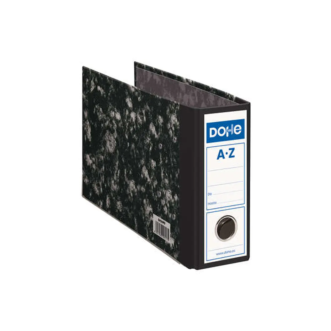 Dohe Archinovo Archivador Jaspeado de Palanca Cuarto Apaisado con Ollao - Carton Forrado con Papel Impreso - Cantoneras Metalicas - Color Negro Jaspea 1