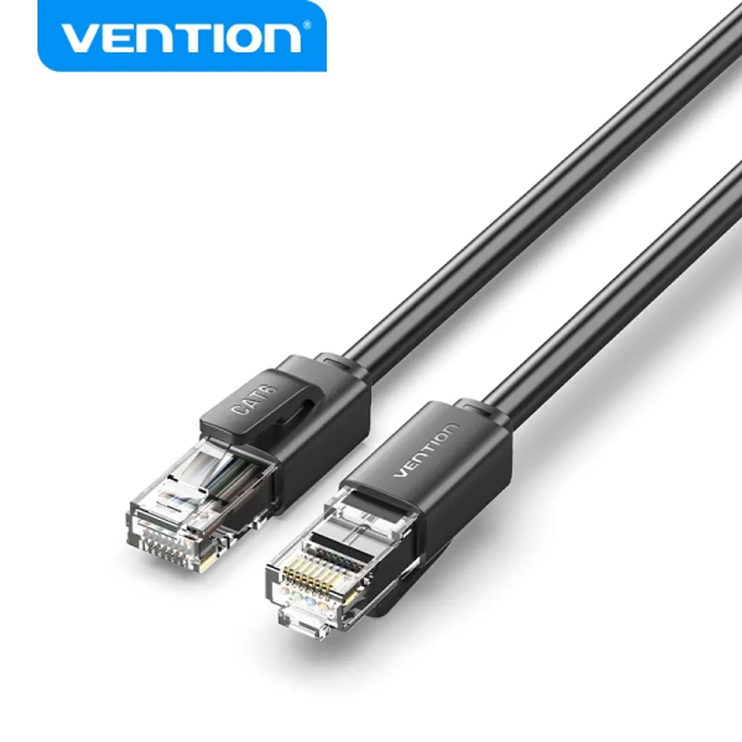 Vention Cable Ethernet UTP Cat6A - Conector RJ45 - Velocidad 1000Mbps - Banda 250MHz - Aislamiento PVC - Hilo 26AWG - Color Negro 1