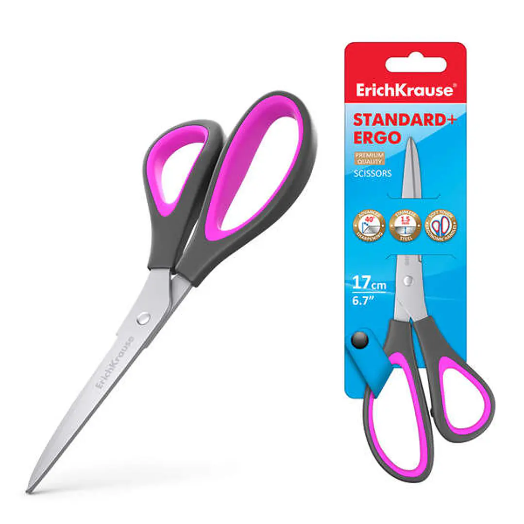Erichkrause Tijeras Standard+ Ergo - Cuchillas de Acero Inoxidable - Afilado Doble Avanzado - Resistente a La Corrosion - Mangos Ergonomicos - Color V 1