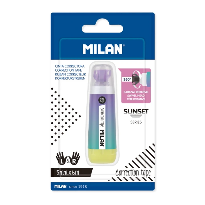 Milan Sunset Cinta Correctora Cilindrica - Presentacion en Blister - 5mm x 6m - Colores Surtidos 1