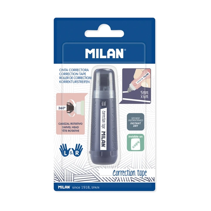 Milan 430 Since 1918 Cinta Correctora Cilindrica - Presentacion en Blister - 5mm x 6m - Colores Surtidos 1