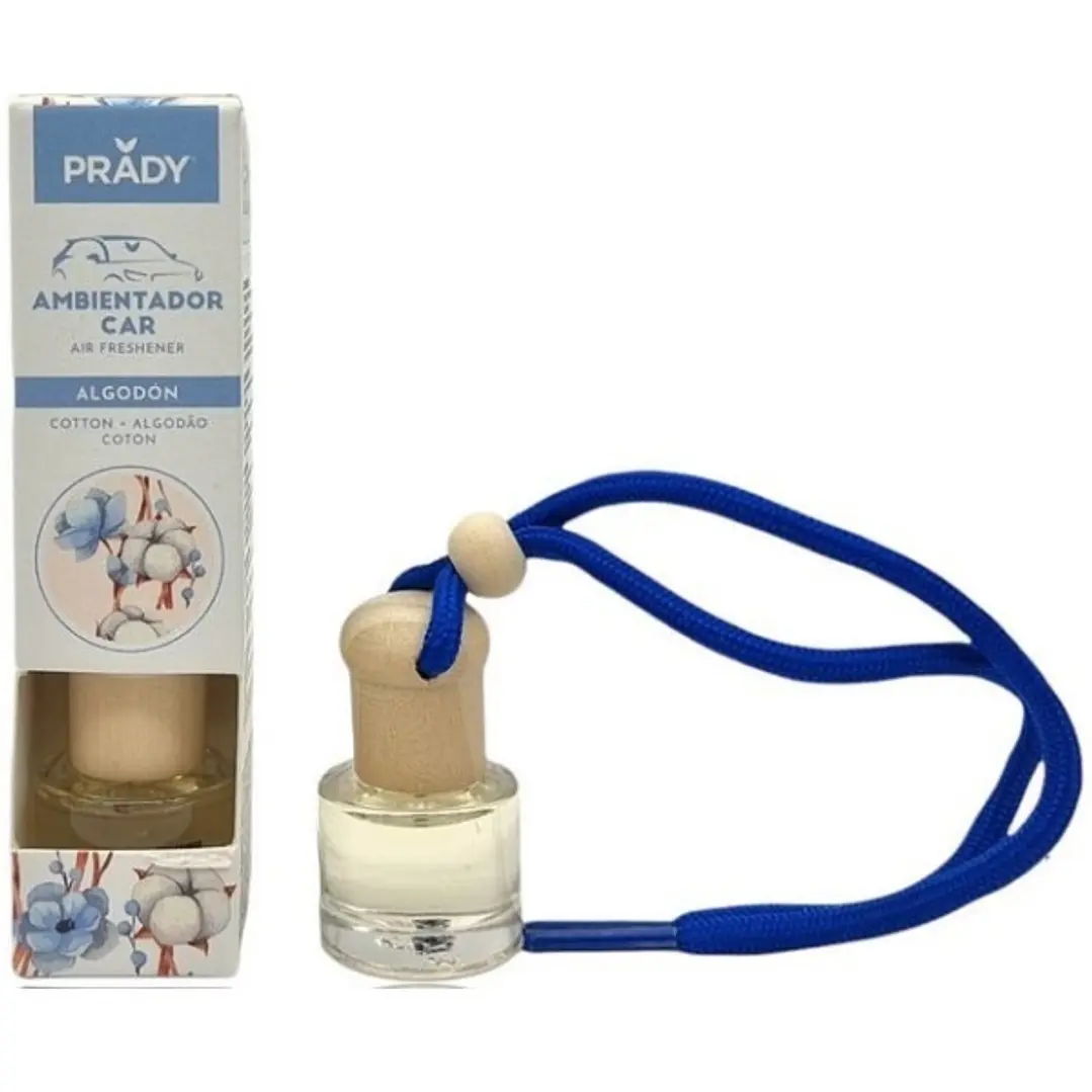 Prady Ambientador Coche Algodon - Frasco de Cristal 6 ml y Cuerda para Espejo Retrovisor 1