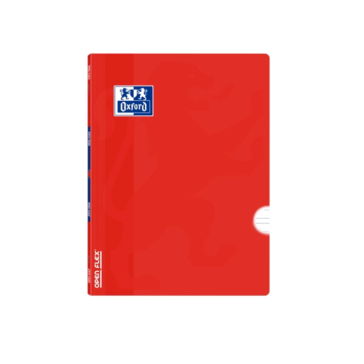 Oxford School Classic Openflex Libreta Grapada A5+ 48 Hojas Pautado 3.5 con Margen - Tapa de Plastico Translucido - Ideal para Estudiantes - Color Roj 1