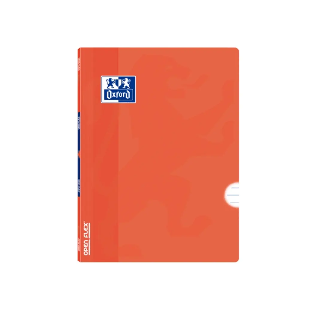 Oxford School Classic Openflex Libreta Grapada A5+ 48 Hojas 1 Linea con Margen - Tapa de Plastico Translucido - Ideal para Estudiantes - Color Naranja 1