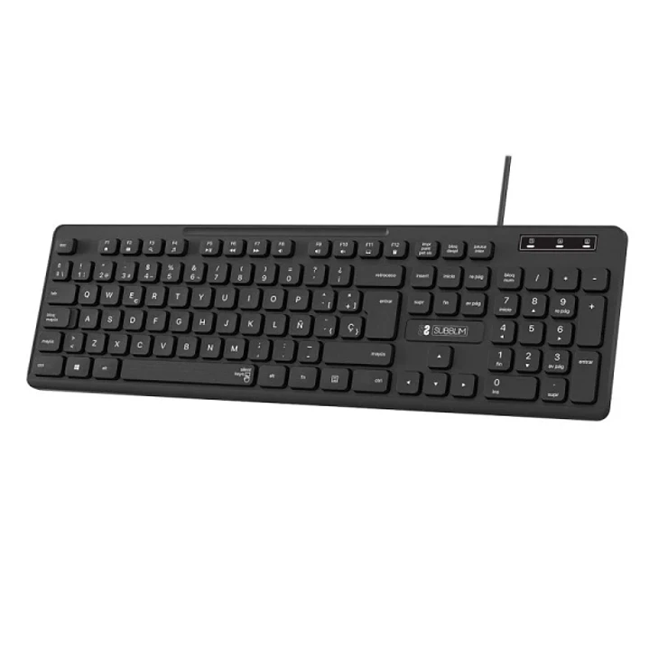 Subblim Teclado Business Slim Silencioso con Cable USB - Diseño Ergonomico y Teclas Planas de Bajo Perfil - Resistente a Derrames - Pulsaciones Silenc 1