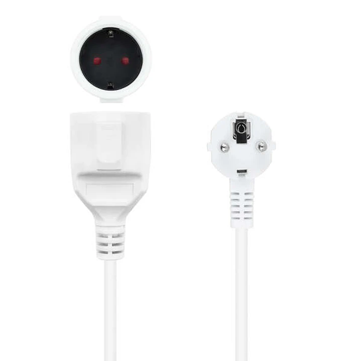 Nanocable Cable de Alimentacion Alargador CEE7 Acodado Macho a CEE7 Hembra 3m 1