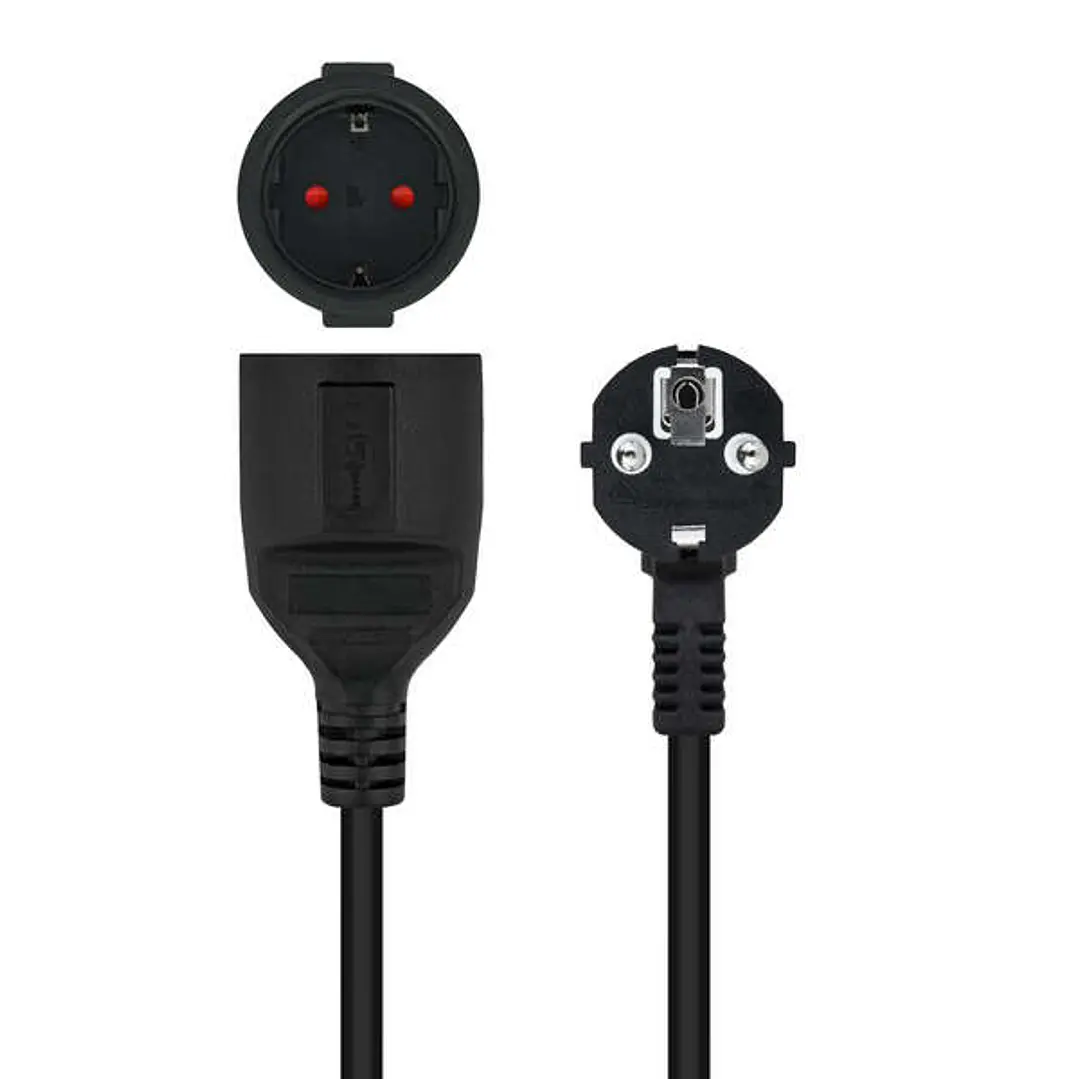 Nanocable Cable de Alimentacion Alargador CEE7 Acodado Macho a CEE7 Hembra 3m 1