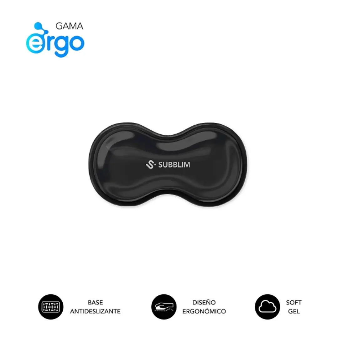 Subblim Ergo Crystal Flex Reposamuñecas para Raton - Gel Refrigerante Autoajustable - Diseño Ondulado Ergonomico - Base Antideslizante - Color Negro 1