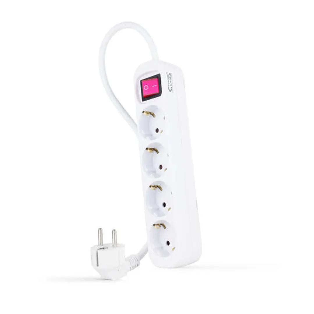 Nanocable Regleta de Proteccion con 4 Shuckos - Cable de 1.40m - Interruptor On/Off - Color Blanco 1