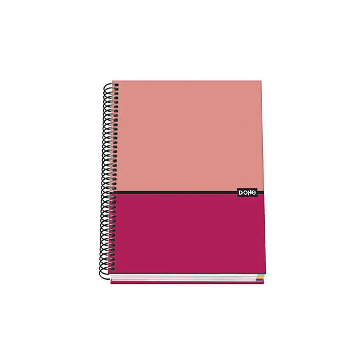 Dohe Cuaderno Espiral Tapa Dura A5 - 162x210mm - Cubierta Carton Forrado - Espiral Metalico Negro - 100 Hojas Offset 90g Microperforadas - Cuadricula  1