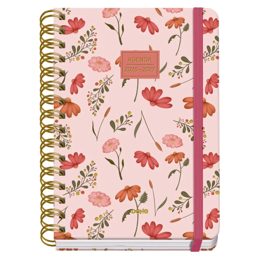 Dohe Premium Belle Agenda Escolar 26/27 - Formato A5 - Semana Vista - Papel Offset Ahuesado 80g - Cubierta de Carton Plastificado - Espiral Metalica D 1