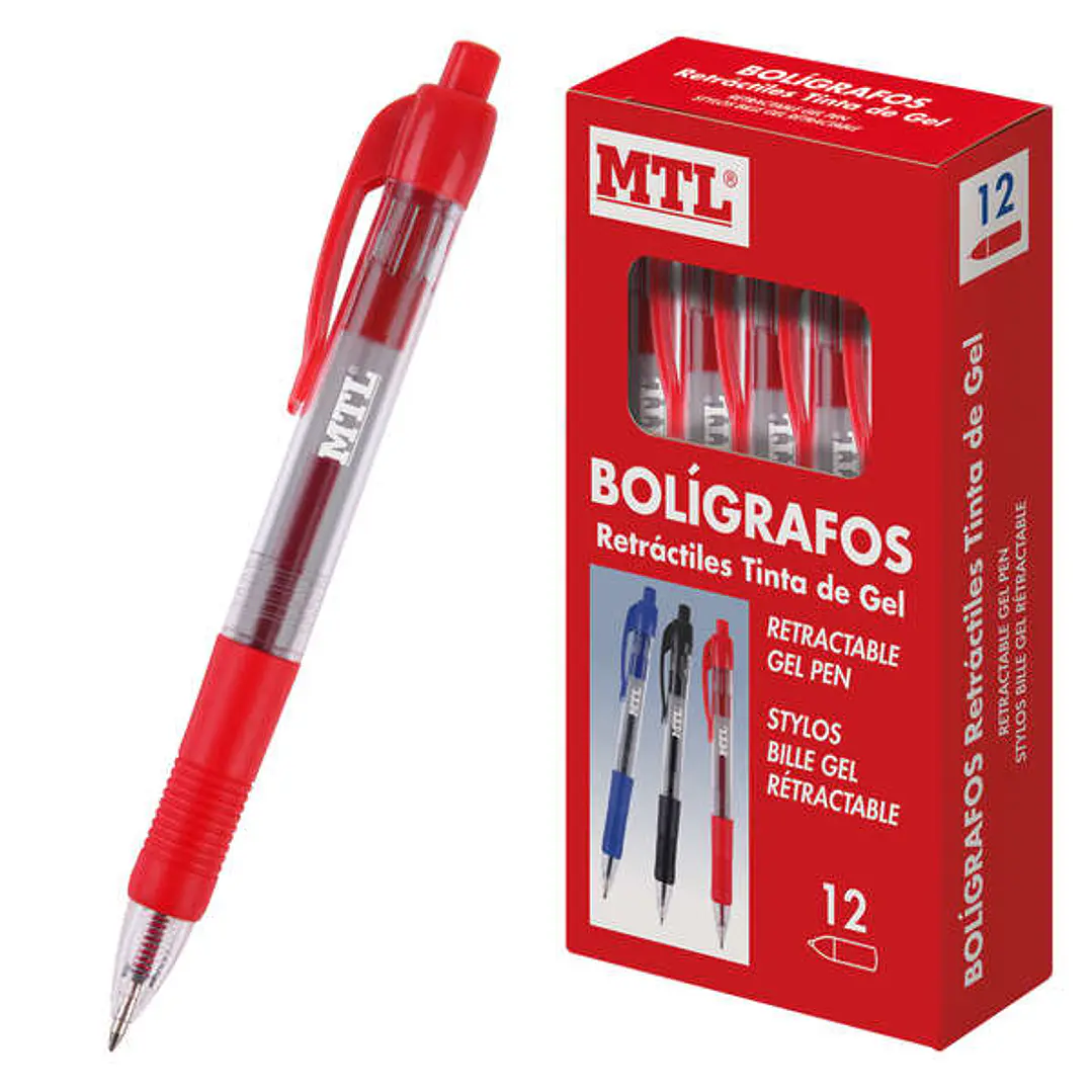 Dohe Boligrafos Retractiles de Tinta de Gel Permanente - Punta Bola de 0.7mm - Resistente al Agua - Cuerpo de Plastico - Grip de Caucho - Trazo de 0.4 1