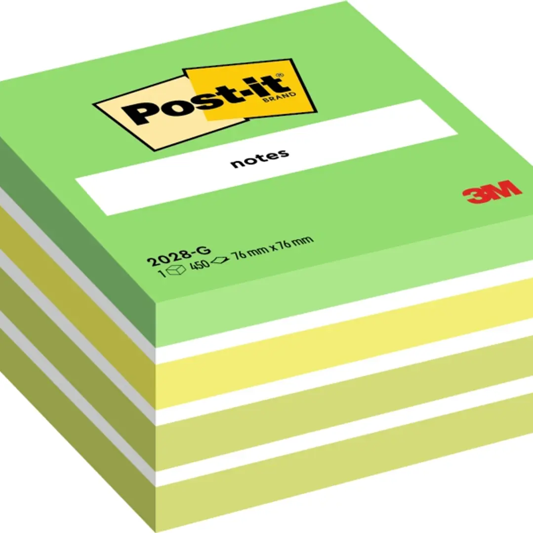 Post-It Cubo de 450 Notas Adhesivas Reposicionables - Forma Cuadrada - 76x76mm - Colores Surtidos 1