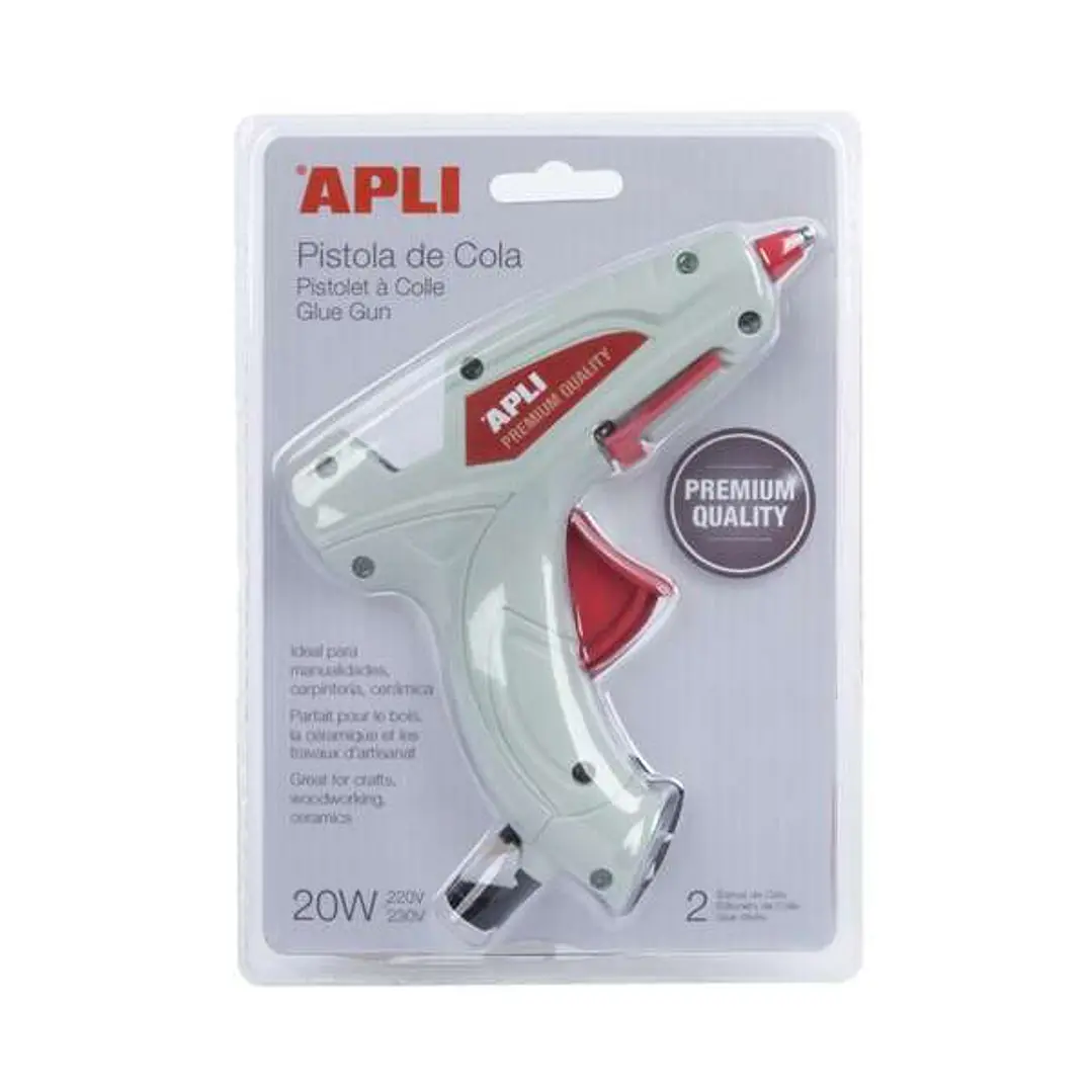Apli Pistola de Cola Termofusible Premium Hot Melt 20W + 2 Barras de Cola 1