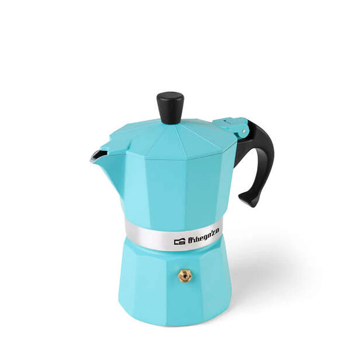 Orbegozo KFR 345 Cafetera de Aluminio - Prepara 3 Tazas de Cafe en Minutos - Compatible con Diferentes Tipos de Cocinas - Mango Ergonomico y Valvula d 1