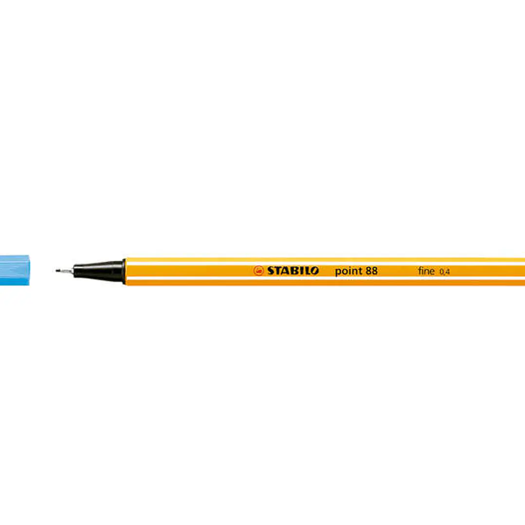 Stabilo Point 88 Rotulador de Punta Fina de Fibra - Trazo de 0.4 mm - Tinta con Base de Agua - Color Azul Celeste 1
